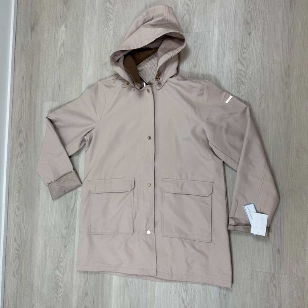Draper James Barn Jacket Trench Rain Coat Womens Large Khaki Corduroy Collar